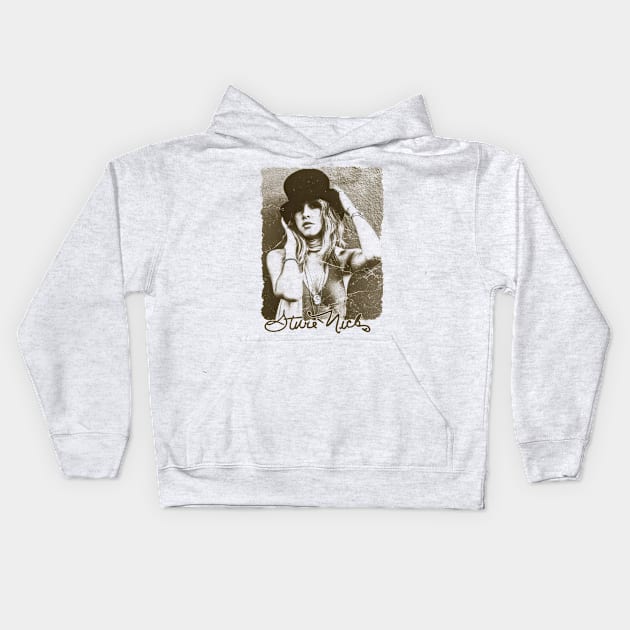 Stevie Nicks Vintage Rock Music Kids Hoodie by Evergreen Daily